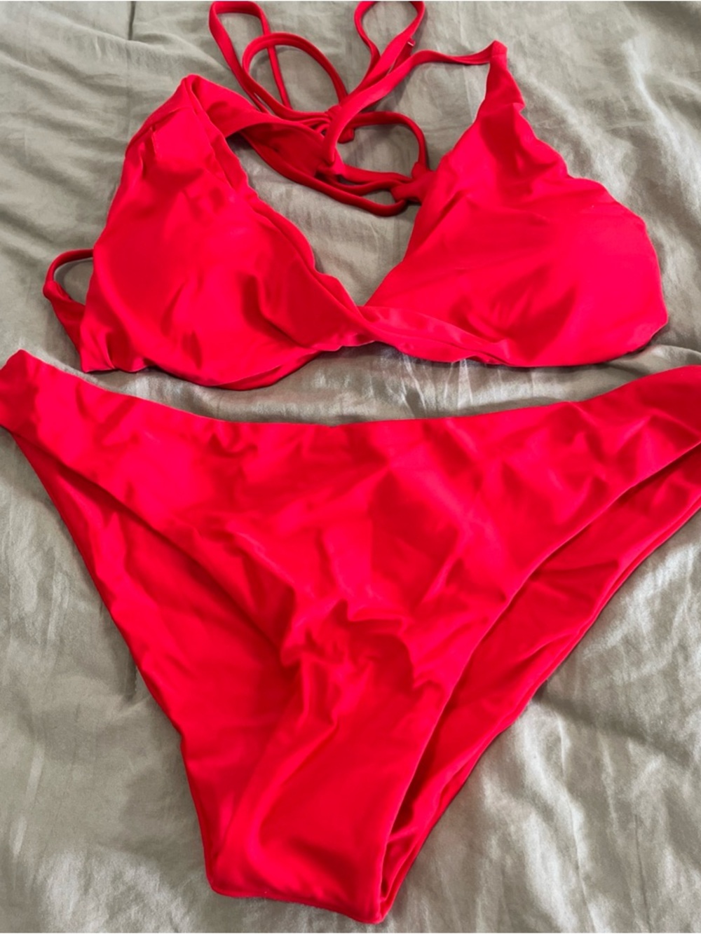 ZafuBright Red Two-Piece Bikini Set size M/6